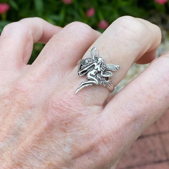 Fairy Sterling Silver Ring Boho sizes 10 - Picture 3 of 5